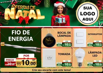 Modelo de Encarte para Encarte A4 Horizontal com o tema Ofertas de Natal para Materiais Elétricos