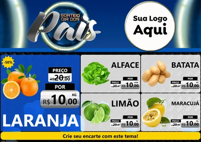 Modelo de Encarte para Encarte A4 Horizontal com o tema Sorteio Dia Dos Pais para Hortifrúti