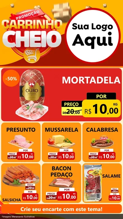 Modelo de Rede Social para Stories com o tema Promoção carrinho cheio para Frios e Laticínios