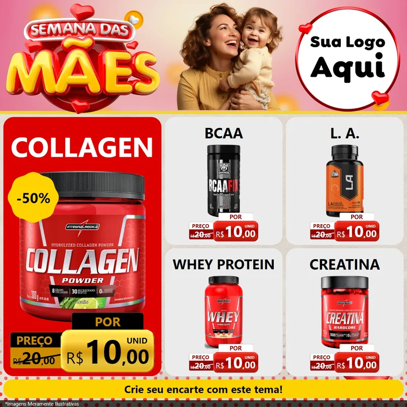 Modelo de Rede Social para Feed Facebook com o tema Semana das Mães para Suplementos alimentares