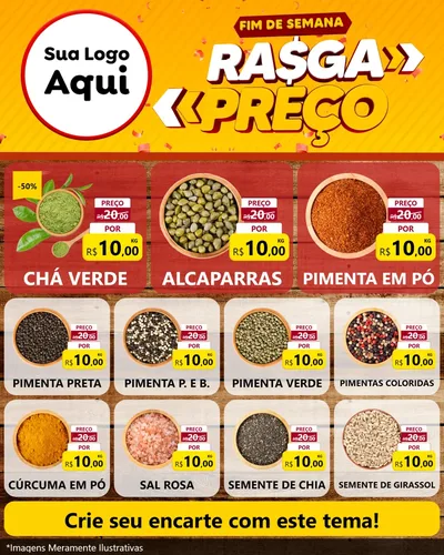 Modelo de Rede Social para Feed Instagram com o tema Fim de Semana Rasga Preços para Produtos Naturais