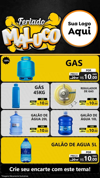 Modelo de TV para TV Vertical com o tema Feriado Maluco para Água e gás