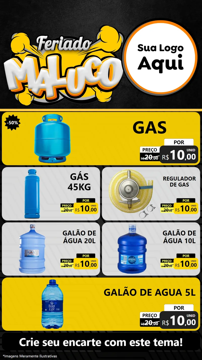 Modelo de TV para TV Vertical com o tema Feriado Maluco para Água e gás