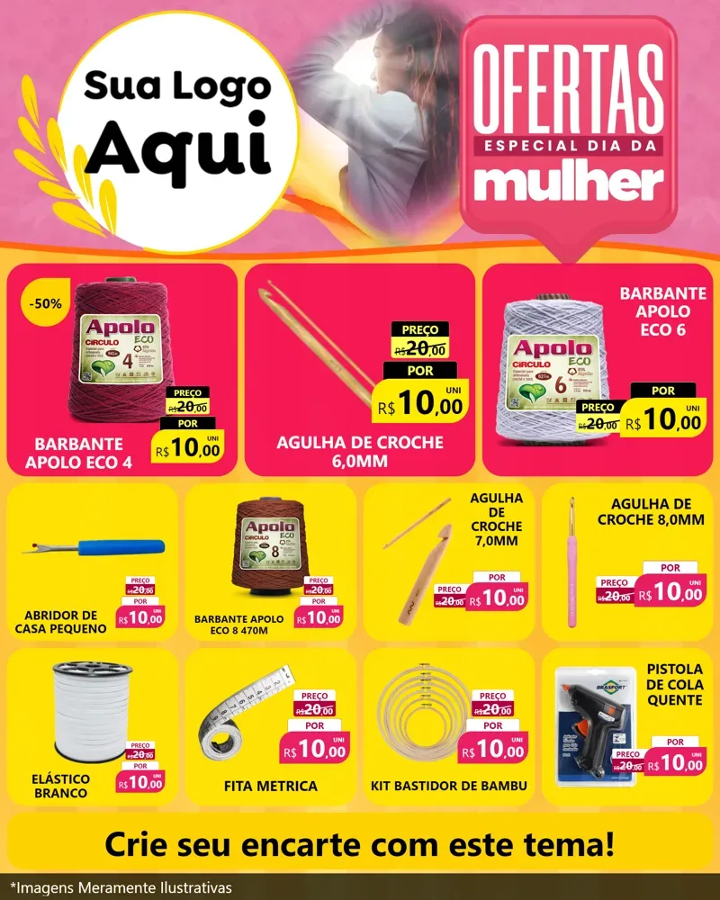 Modelo de Rede Social para Feed Instagram com o tema Ofertas - Especial Dia Das Mulheres para Armarinho e Aviamentos