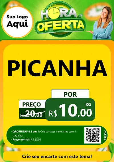 Modelo de Cartaz para Cartaz A4 Vertical com o tema Hora da Oferta para Açougue
