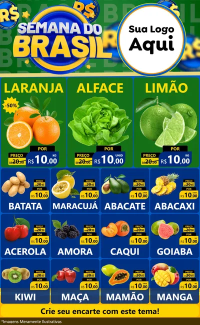 Modelo de Encarte para Encarte Grande com o tema Semana Do Brasil para Hortifrúti