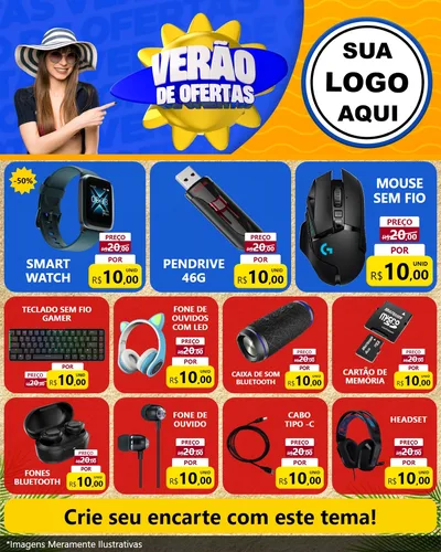Modelo de Rede Social para Feed Instagram com o tema Verão de Ofertas para Informática