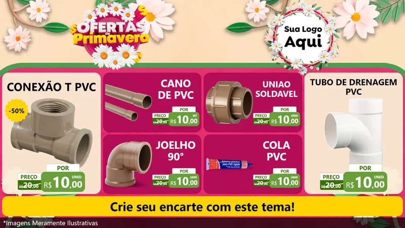 Modelo de TV para TV Horizontal com o tema Ofertas de Primavera para Tubos e conexões