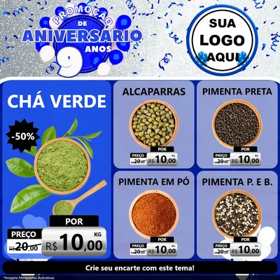 Modelo de Rede Social para Feed Facebook com o tema Promoção de Aniversário - 9 Anos para Produtos Naturais