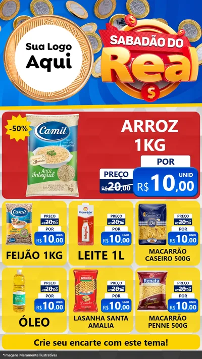 Modelo de Rede Social para Stories com o tema Sabadão do Real para Supermercado