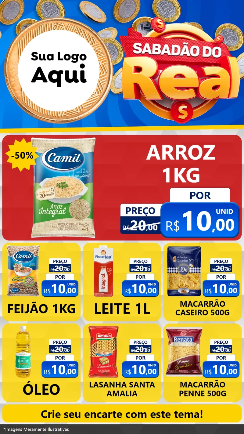 Modelo de Rede Social para Stories com o tema Sabadão do Real para Supermercado