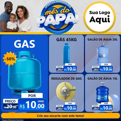 Modelo de Rede Social para Feed Facebook com o tema Ofertas Imperdíveis Mês Do Papai para Água e gás