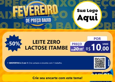 Modelo de Cartaz para Cartaz A4 Horizontal com o tema Fevereiro de Preço Baixo para Frios e Laticínios