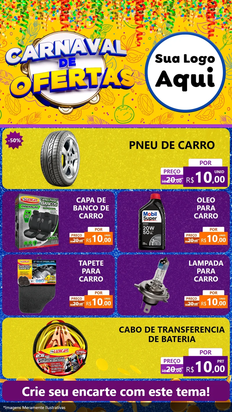 Modelo de TV para TV Vertical com o tema Carnaval de Ofertas para Auto peças