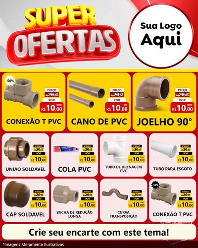 Modelo de Rede Social para Feed Instagram com o tema Super Ofertas para Tubos e conexões