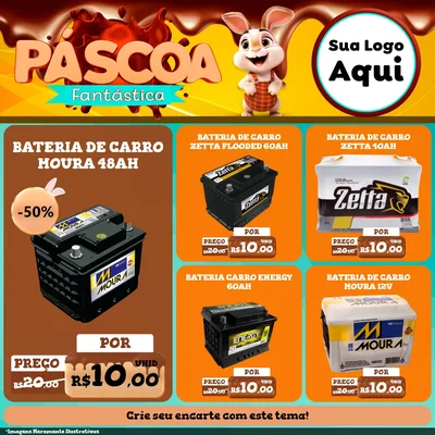 Modelo de Rede Social para Feed Facebook com o tema Páscoa Fantástica para Baterias Elétricas