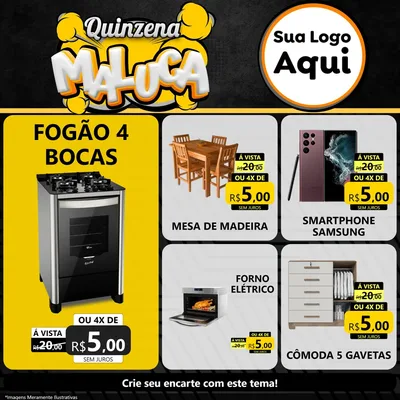 Modelo de Rede Social para Feed Facebook com o tema Quinzena Maluca para Móveis e Eletro