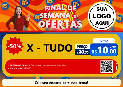 Modelo de Cartaz para Cartaz A4 Horizontal com o tema Final de Semana de Ofertas para Hamburgueria