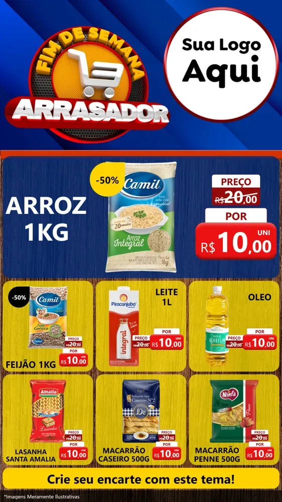 Modelo de Rede Social para Stories com o tema Fim De Semana Arrasador para Supermercado