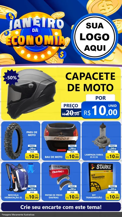Modelo de Rede Social para Stories com o tema Janeiro da Economia para Moto peças