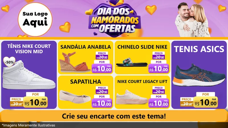 Modelo de TV para TV Horizontal com o tema Dia Dos Namorados Com Ofertas para Calçados