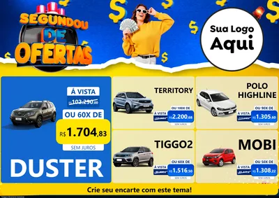 Modelo de Encarte para Encarte A4 Horizontal com o tema Segundou de Ofertas para Concessionaria de Carros