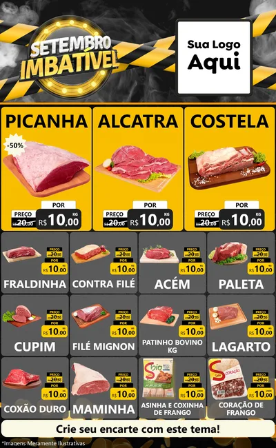 Modelo de Encarte para Encarte Grande com o tema Setembro Imbatível para Açougue