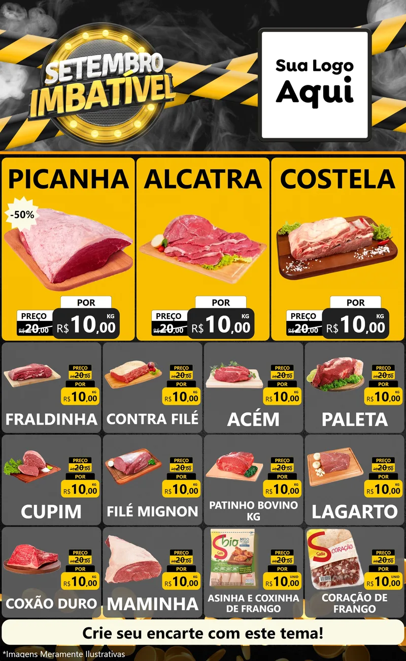 Modelo de Encarte para Encarte Grande com o tema Setembro Imbatível para Açougue