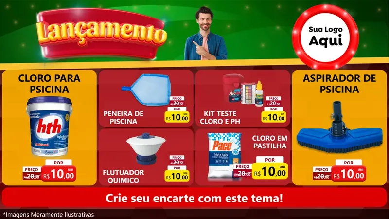 Modelo de TV para TV Horizontal com o tema Lançamento para Produtos para Piscina