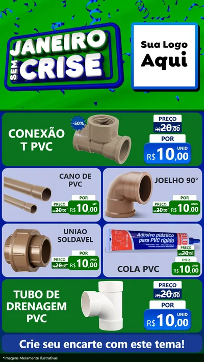 Modelo de TV para TV Vertical com o tema Janeiro Sem Crise para Tubos e conexões