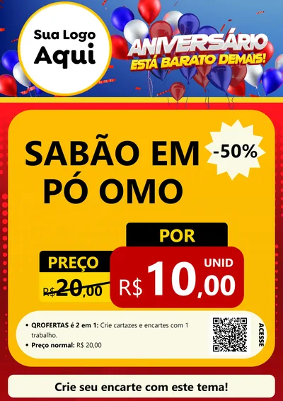 Modelo de Cartaz para Cartaz A4 Vertical com o tema Aniversário para Produtos de Limpeza
