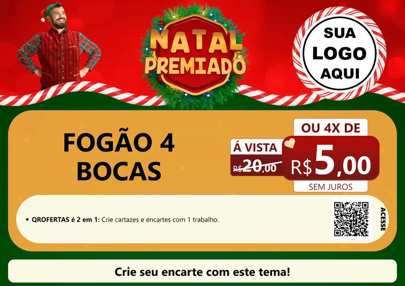 Modelo de Cartaz para Cartaz A4 Horizontal com o tema Natal Premiado para Móveis e Eletro