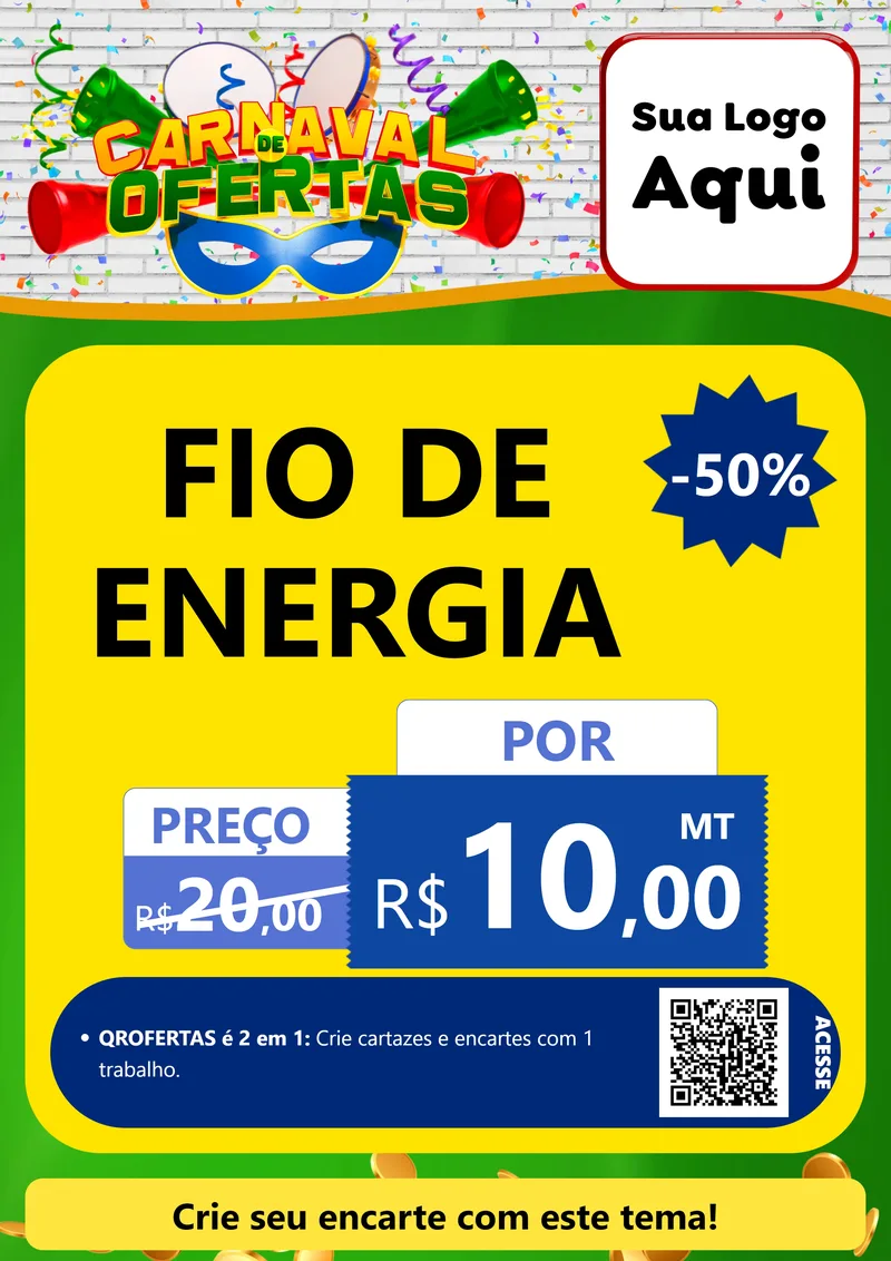 Modelo de Cartaz para Cartaz A4 Vertical com o tema Carnaval de Ofertas para Materiais Elétricos