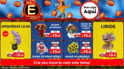 Modelo de TV para TV Horizontal com o tema Dia E - O Dia Mais Barato Do Mês para Floricultura e jardim
