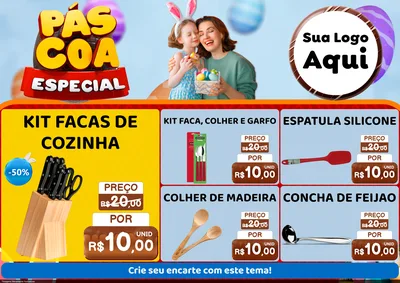 Modelo de Encarte para Encarte A4 Horizontal com o tema Páscoa Especial para Utilidades Domésticas