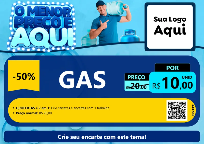 Modelo de Cartaz para Cartaz A4 Horizontal com o tema O Menor Preço É Aqui para Água e gás