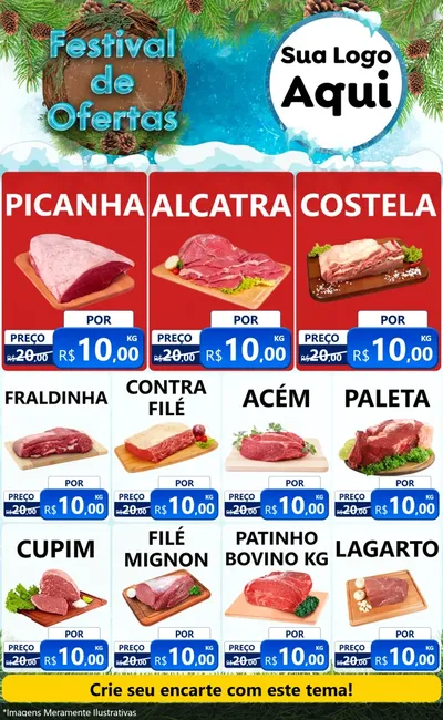 Modelo de Encarte para Encarte Grande com o tema Festival de Ofertas - Inverno para Açougue