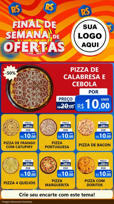 Modelo de Rede Social para Stories com o tema Final de Semana de Ofertas para Pizzaria