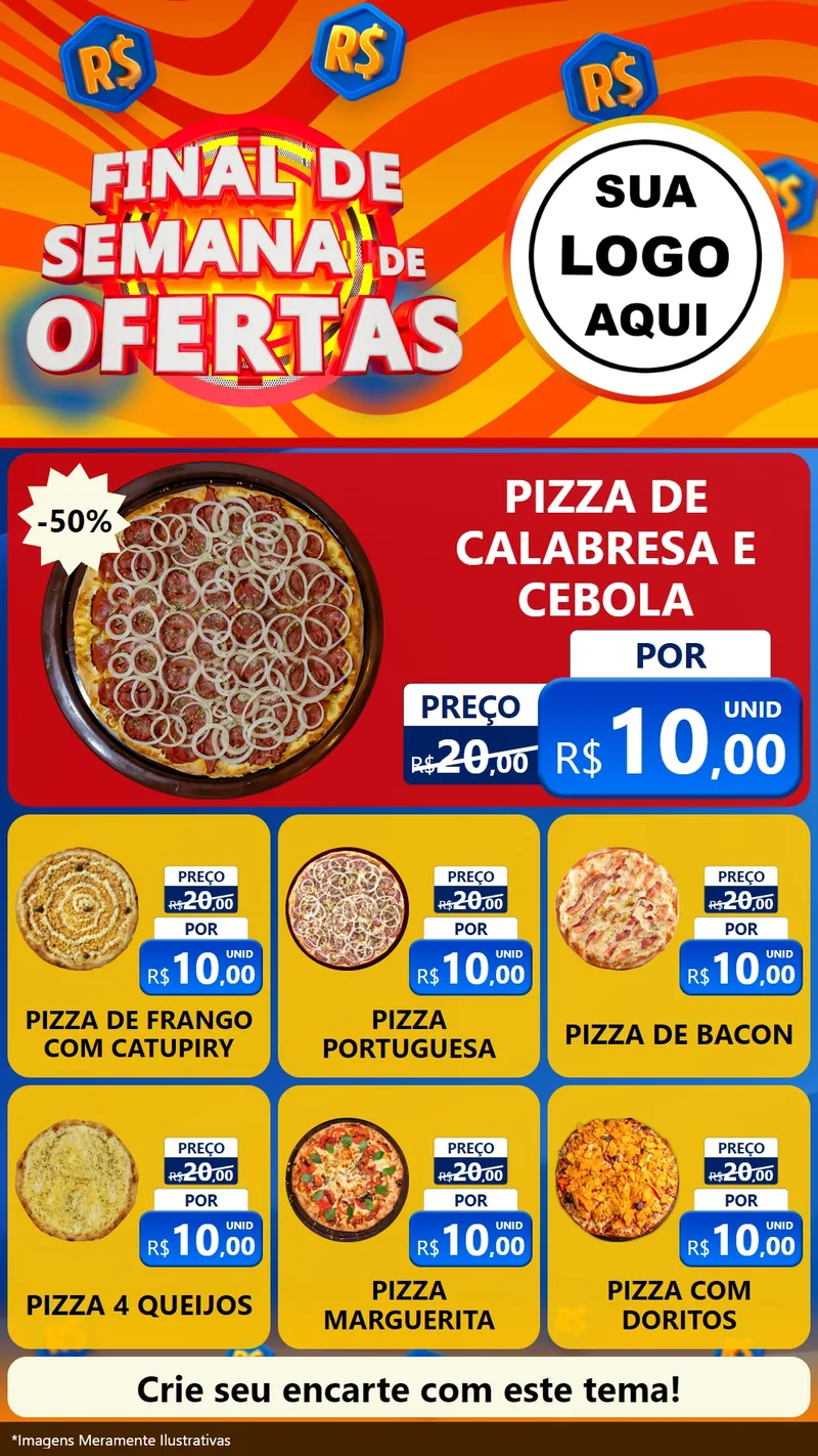 Modelo de Rede Social para Stories com o tema Final de Semana de Ofertas para Pizzaria