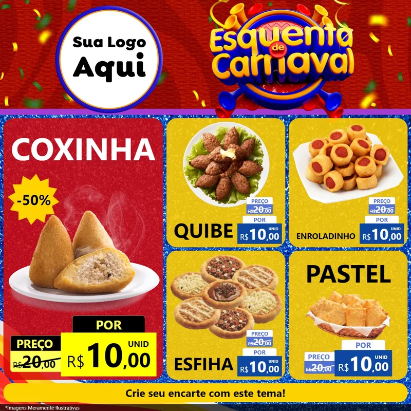 Modelo de Rede Social para Feed Facebook com o tema Esquenta de Carnaval para Salgadaria