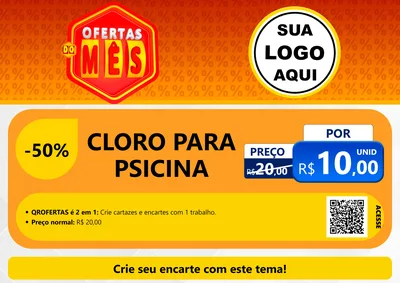 Modelo de Cartaz para Cartaz A4 Horizontal com o tema Ofertas do Mês para Produtos para Piscina
