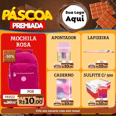 Modelo de Rede Social para Feed Facebook com o tema Páscoa Premiada para Papelaria