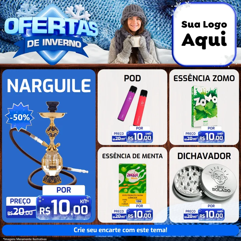 Modelo de Rede Social para Feed Facebook com o tema Ofertas de Inverno para Tabacaria