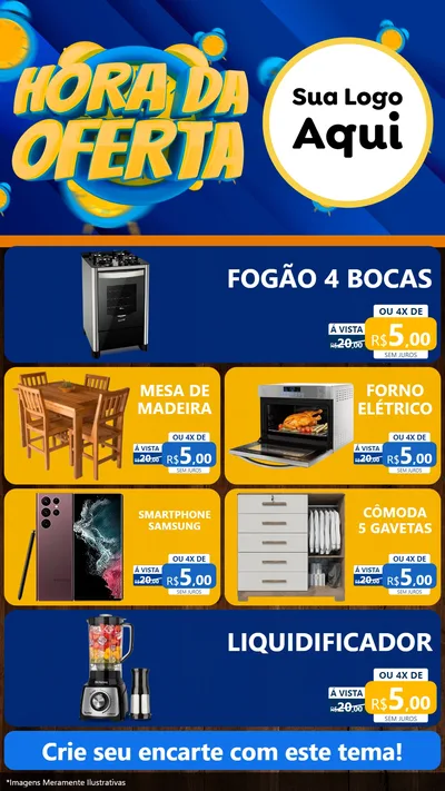 Modelo de TV para TV Vertical com o tema Hora da Oferta para Móveis e Eletro