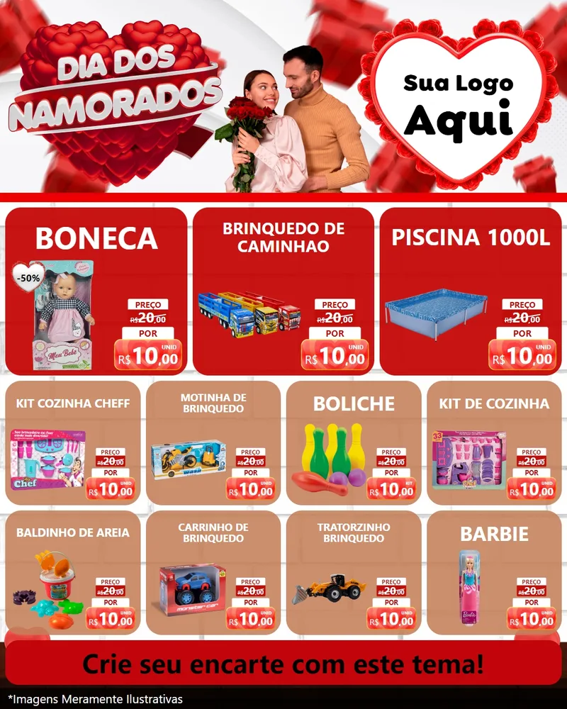 Modelo de Rede Social para Feed Instagram com o tema Dia dos Namorados para Brinquedos
