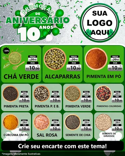Modelo de Rede Social para Feed Instagram com o tema Promoção de Aniversário - 10 Anos para Produtos Naturais