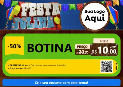 Modelo de Cartaz para Cartaz A4 Horizontal com o tema Festa Julina para Agropecuária