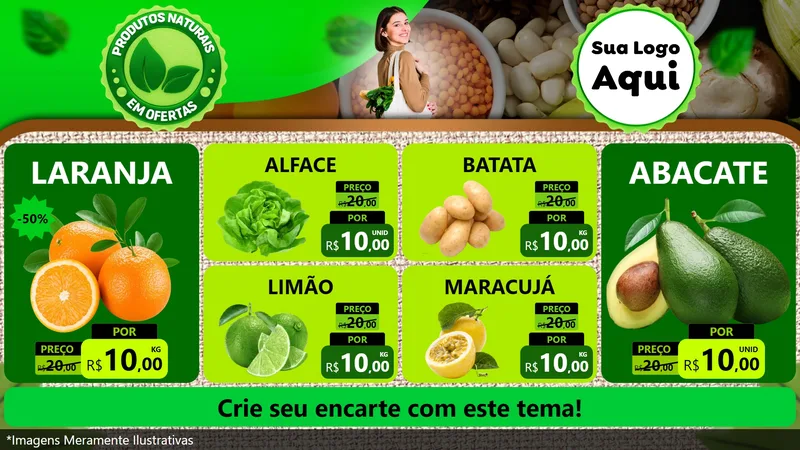 Modelo de TV para TV Horizontal com o tema Produtos Naturais Em Ofertas para Hortifrúti