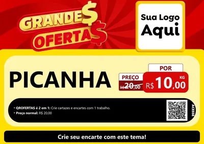 Modelo de Cartaz para Cartaz A4 Horizontal com o tema Grandes Ofertas para Açougue