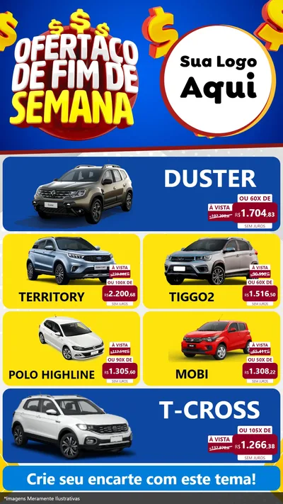 Modelo de TV para TV Vertical com o tema Ofertaço de Fim de Semana para Concessionaria de Carros